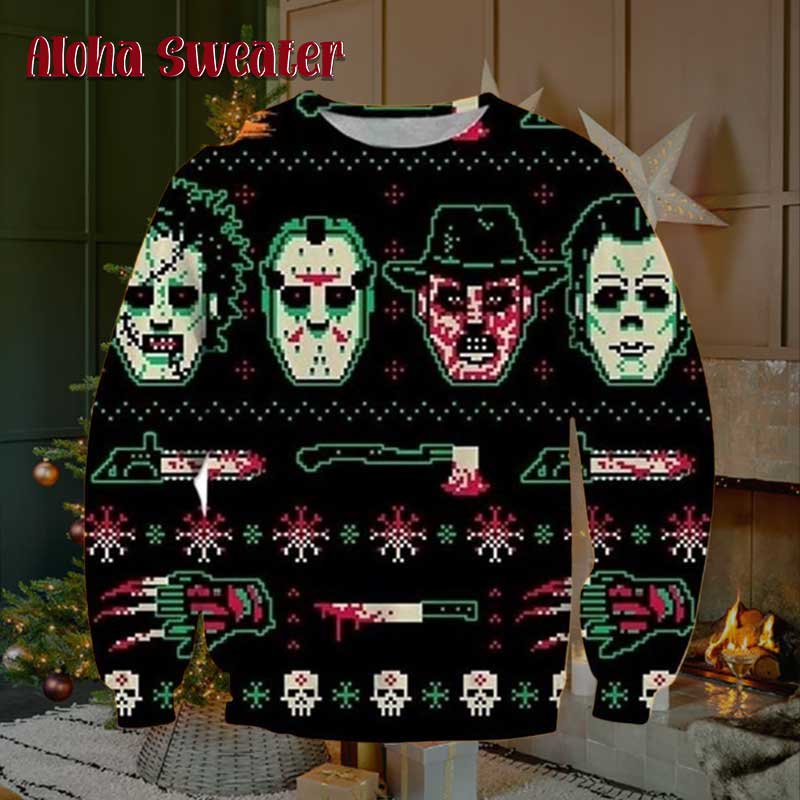 Horror Movies Characters Freddy Krueger Ugly Christmas Sweater