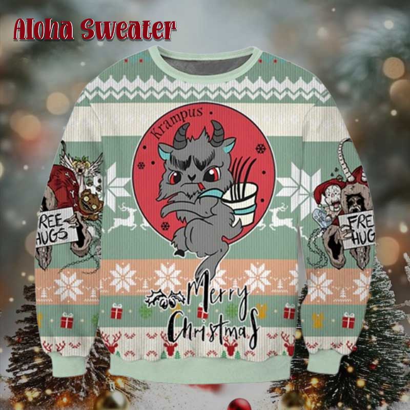 Krampus Mischievous Free Hugs Ugly Christmas Sweater