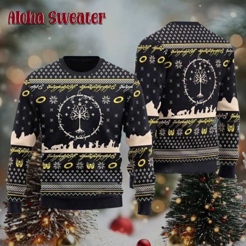 Lord Of The Rings Black Pattern Ugly Christmas Sweater