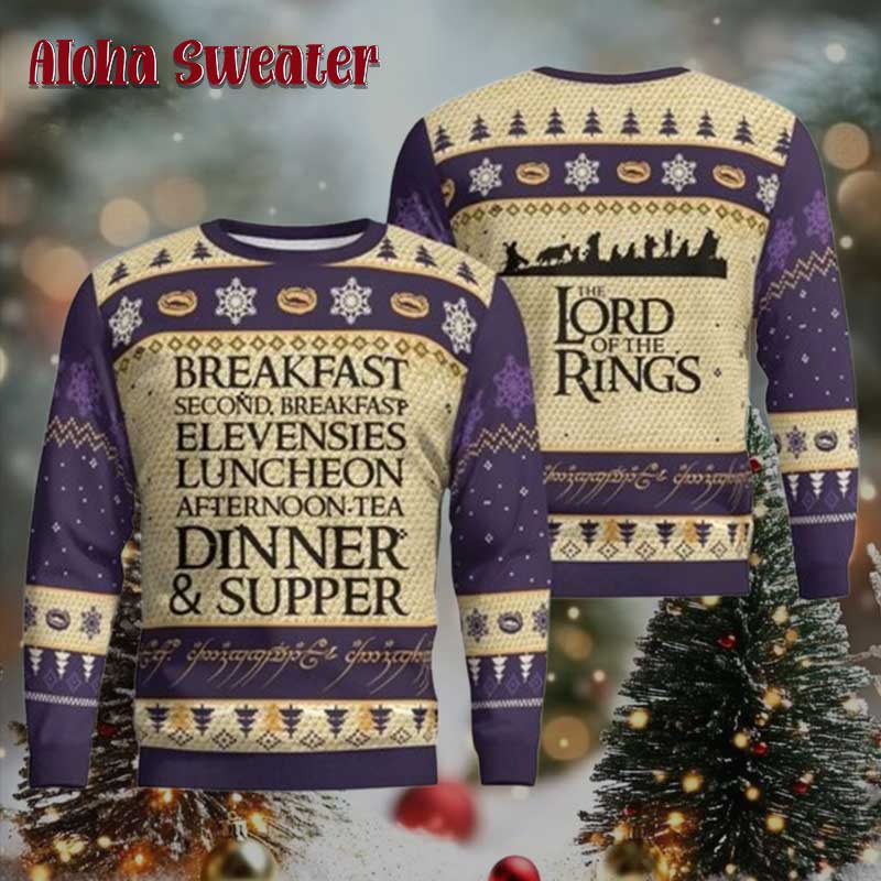 Lord Of The Rings Lotr Breakfast Second Ugly Christmas Sweater
