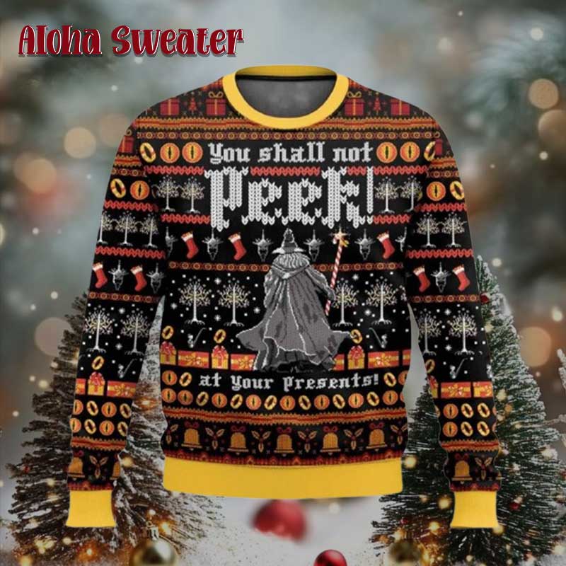 Lord Of The Rings You Shall Not Peek Ugly Christmas Sweater