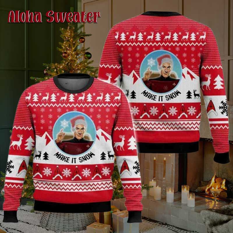 Make It Snow Captain Picard Star Trek Ugly Sweater