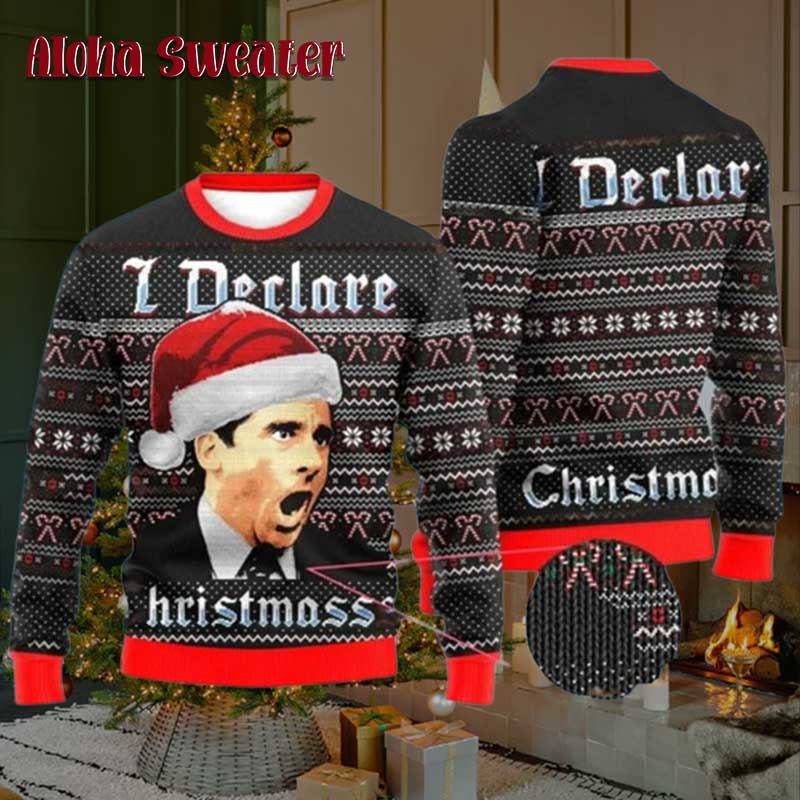 Michael Scott Funny Declare The Office Ugly Christmas Sweater