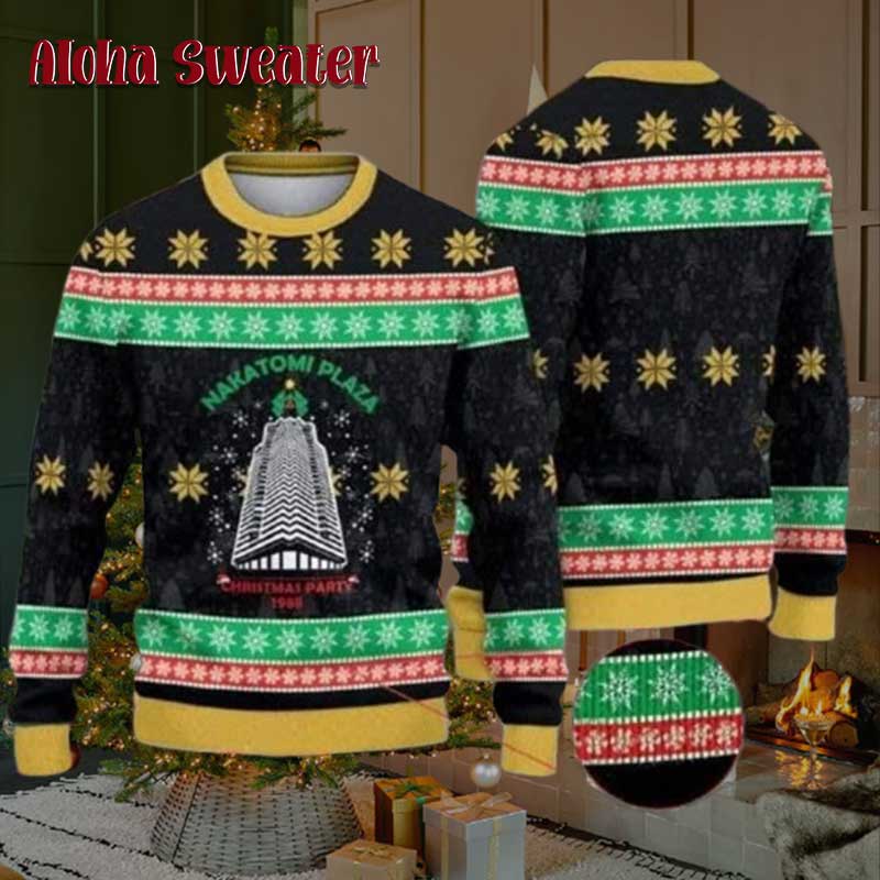 Nakatomi Plaza Die Hard Christmas Pattern Ugly Sweater