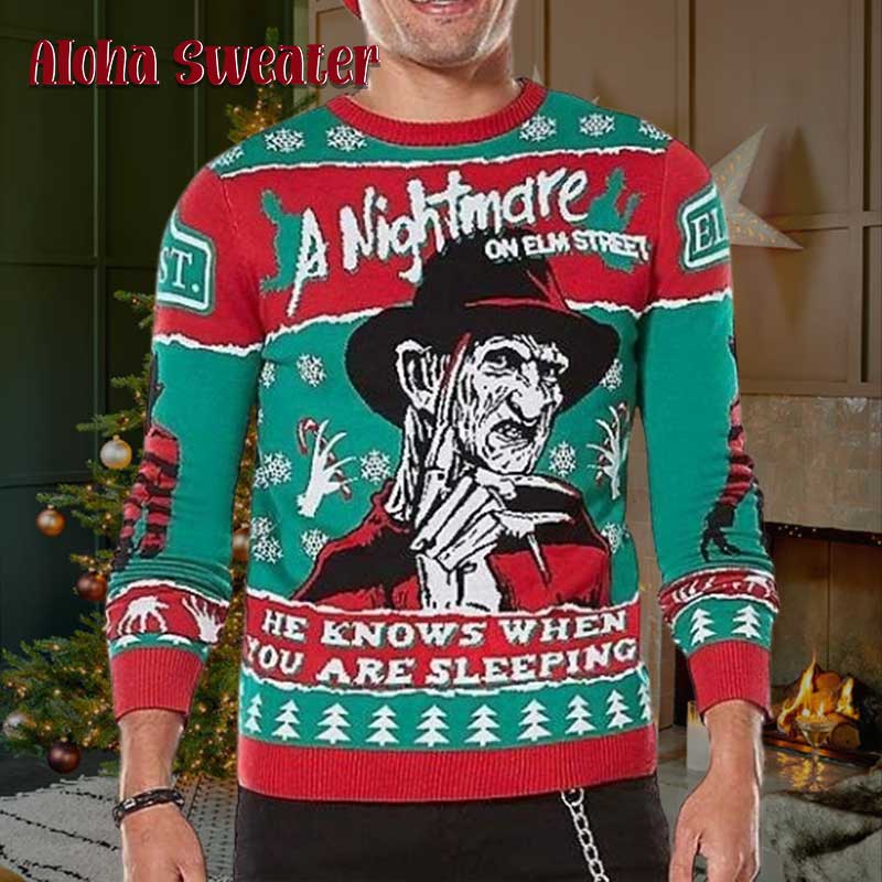 Never Stop Dreaming Freddy Krueger Ugly Christmas Sweater