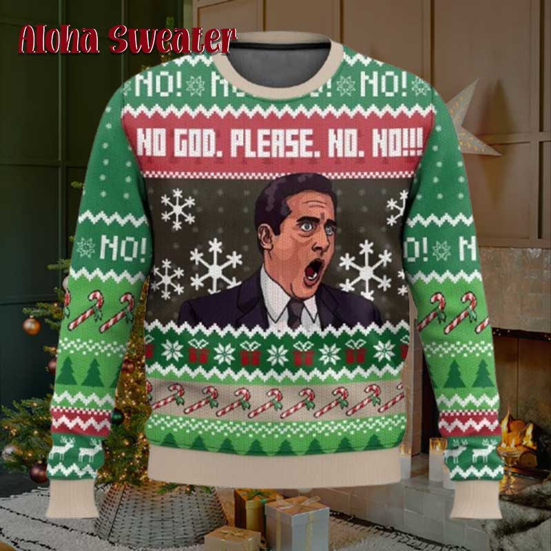 No God Please No Michael Scott The Office Ugly Christmas Sweater