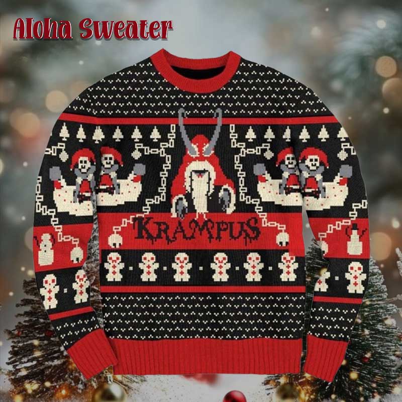 Scary Devil Krampus Ugly Christmas Sweater