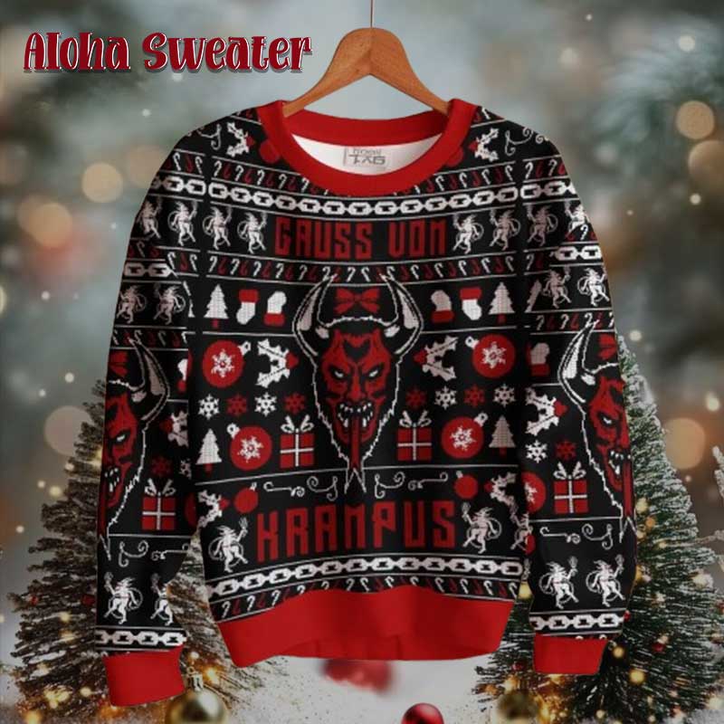 Scary Devil Krampus Ugly Christmas Sweater