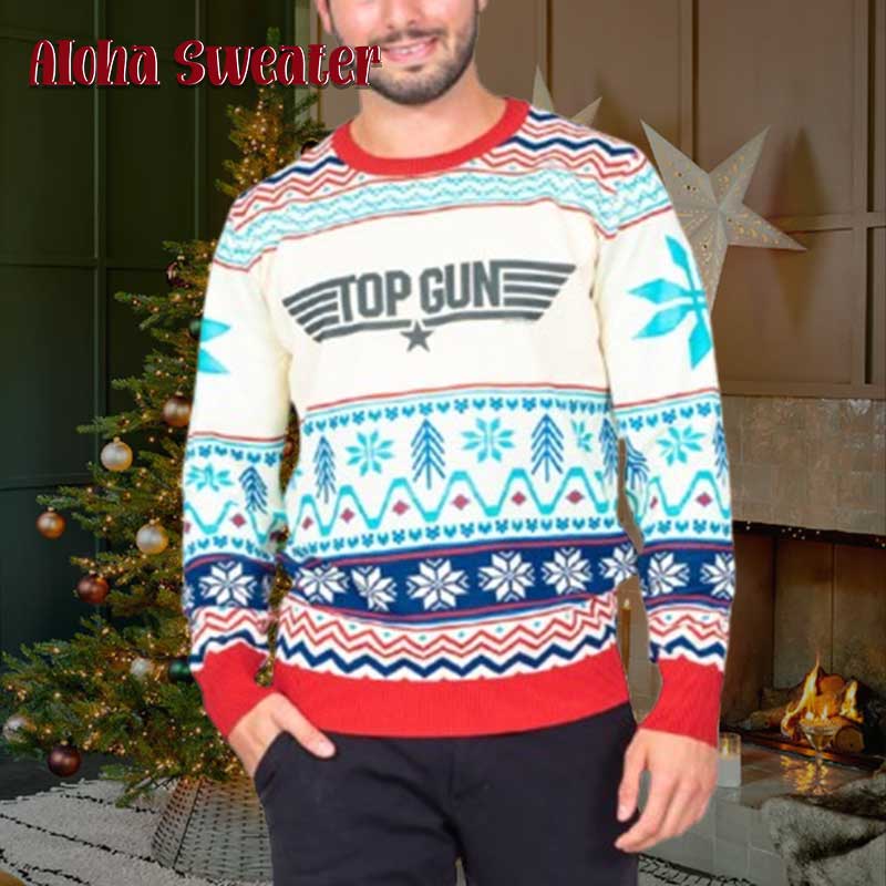 Snowflakes Top Gun Wing Logo Ugly Christmas Sweater