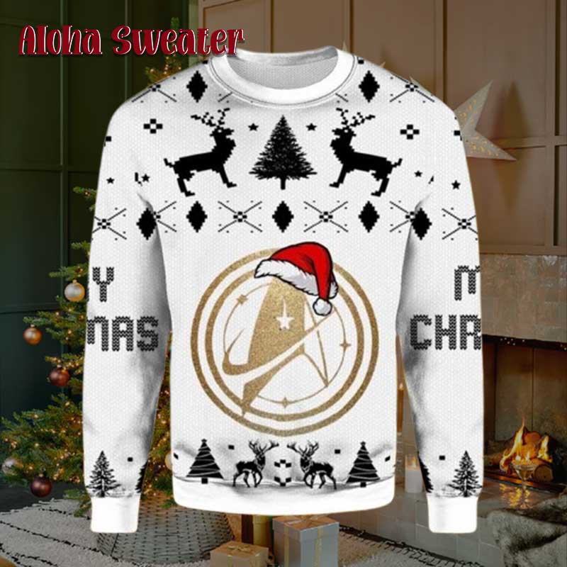 Star Trek Logo Santa Hat Christmas Ugly Sweater