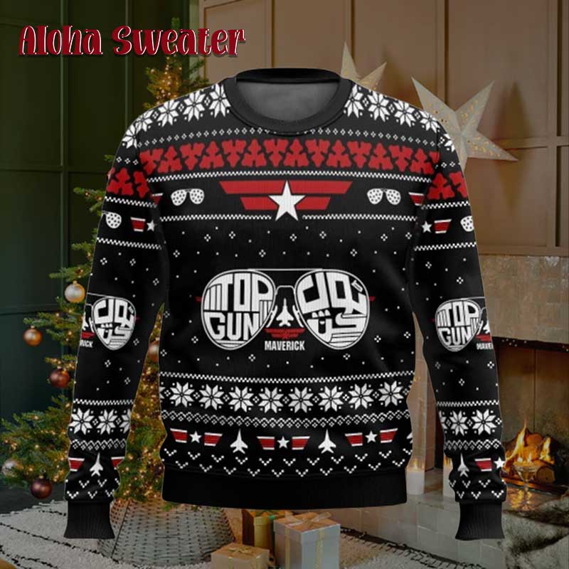 Sunglasses Design Top Gun Maverick Ugly Christmas Sweater