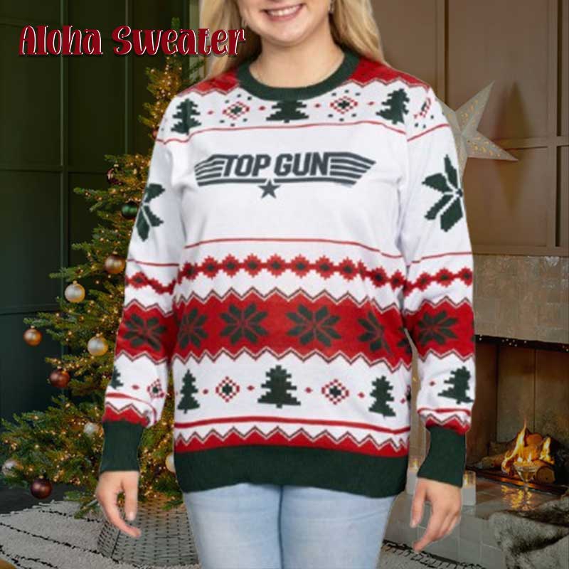 Top Gun Green Logo Ugly Christmas Sweater