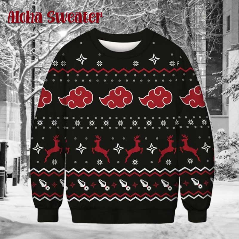 3d Naruto Anime Icons Ugly Christmas Sweater