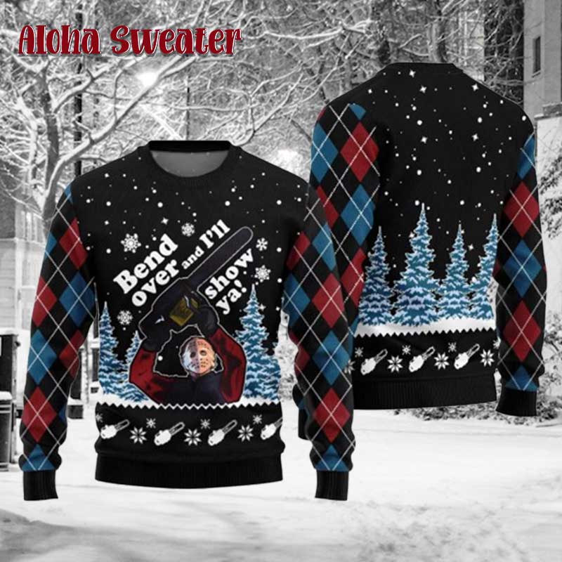 Bend Over And I Ll Show You Jason Voorhees Ugly Christmas Sweater