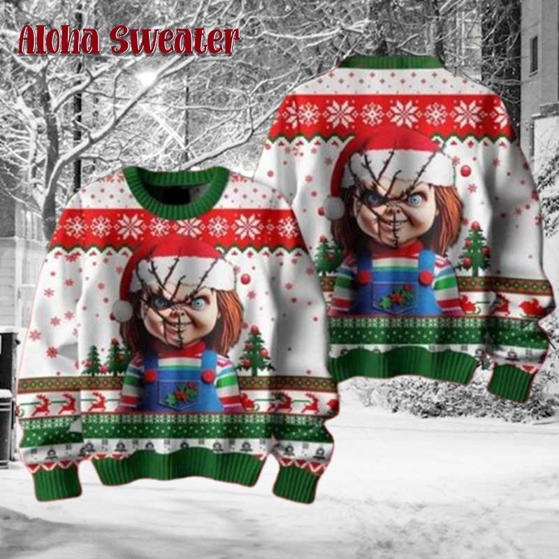 Chucky Wanna Play In Christmas Ugly Christmas Sweater