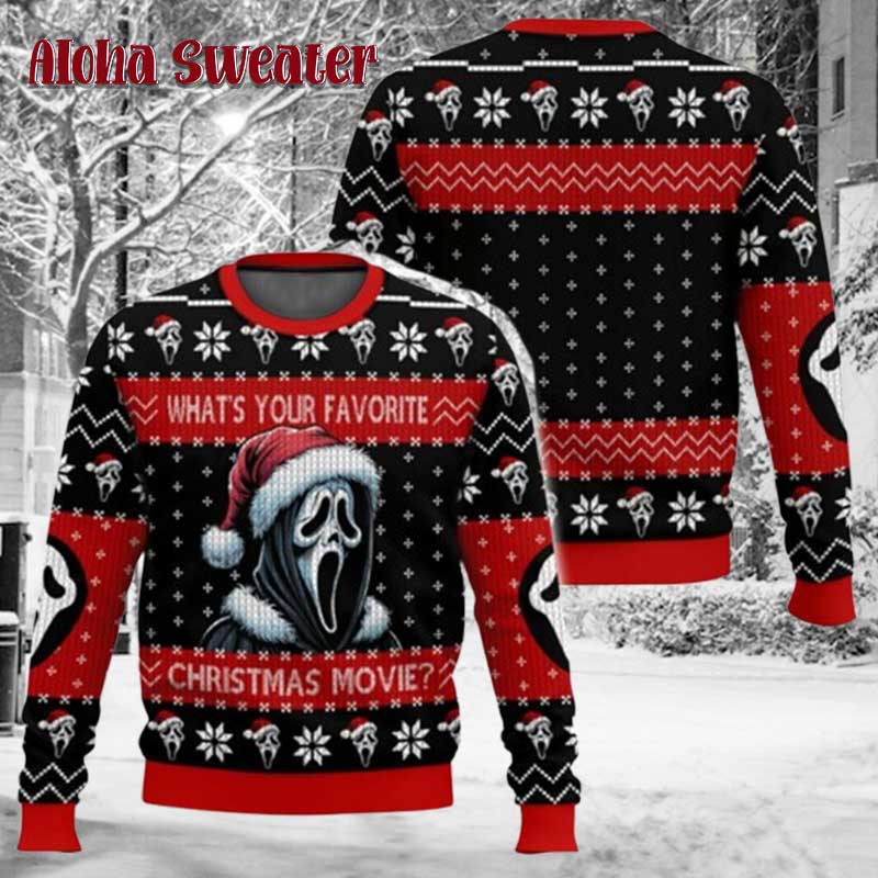 Favorite Christmas Movie Ghostface Ugly Christmas Sweater