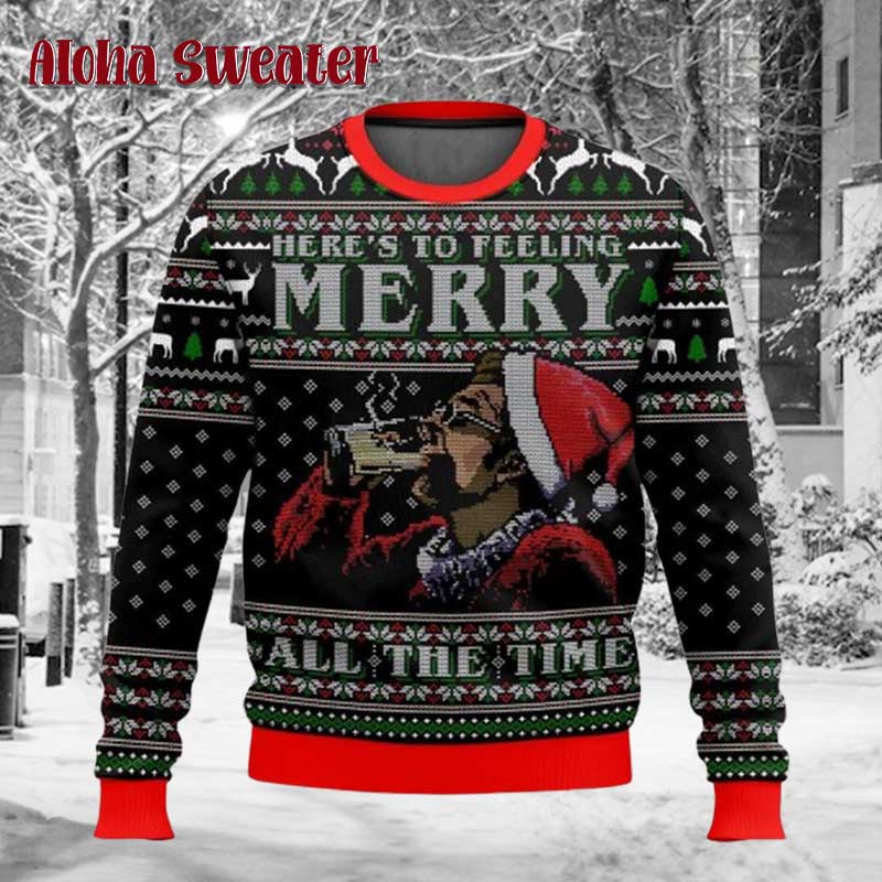 Feeling Merry All The Time Cosmo Kramer Seinfeld Ugly Christmas Sweater
