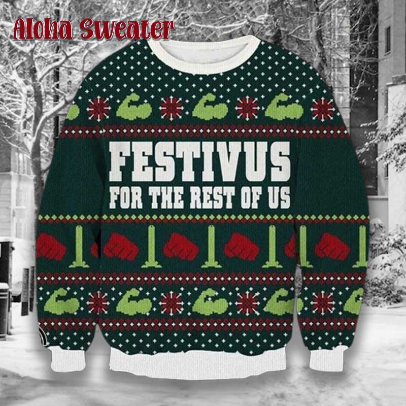 Festivus For The Rest Of Us Seinfeld Green Ugly Christmas Sweater