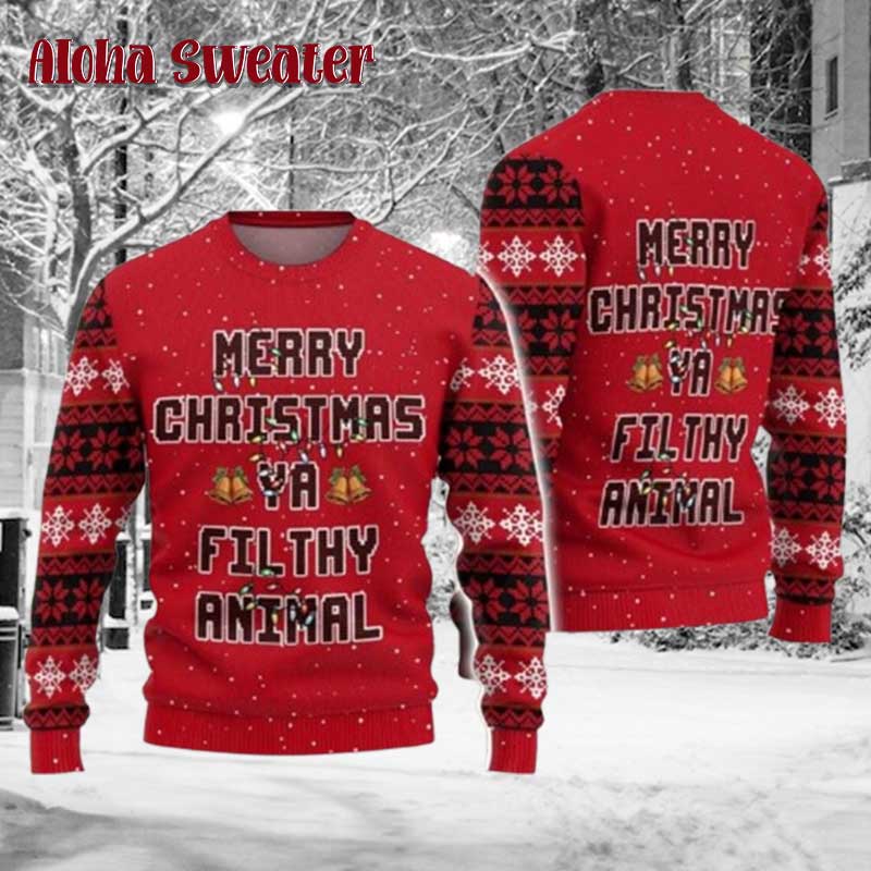Funny Quote Home Alone Ya Filthy Ugly Christmas Sweater
