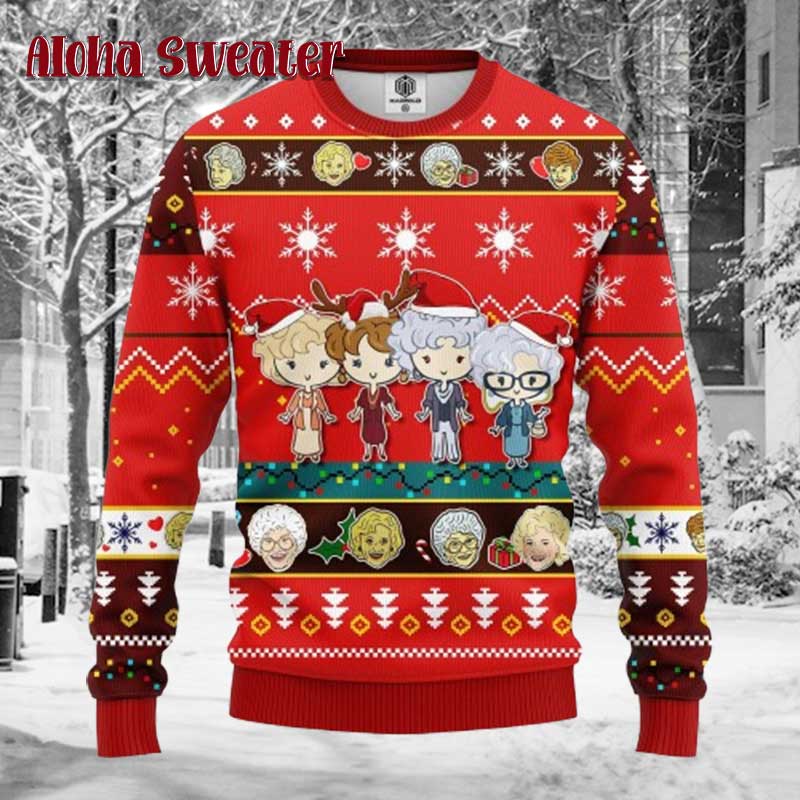 Golden Girls Red Chibi Ugly Christmas Sweater