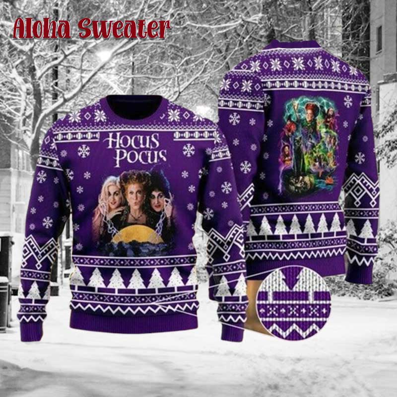 Halloween Hocus Pocus Witches Ugly Christmas Sweater