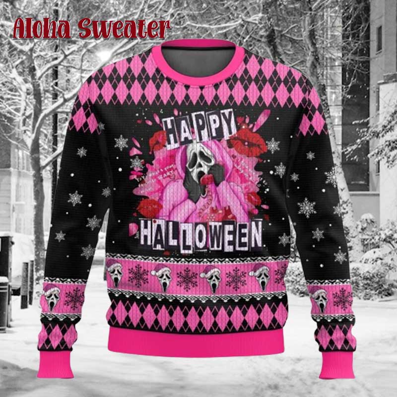Happy Halloween Ghostface Scream Ugly Christmas Sweater