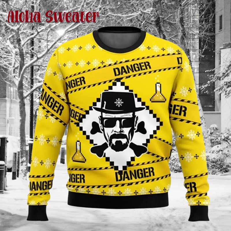 Heisenberg Breaking Bad Danger Line Ugly Christmas Sweater