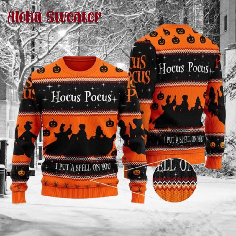 Hocus Pocus I Put A Spell On You Halloween Ugly Christmas Sweater