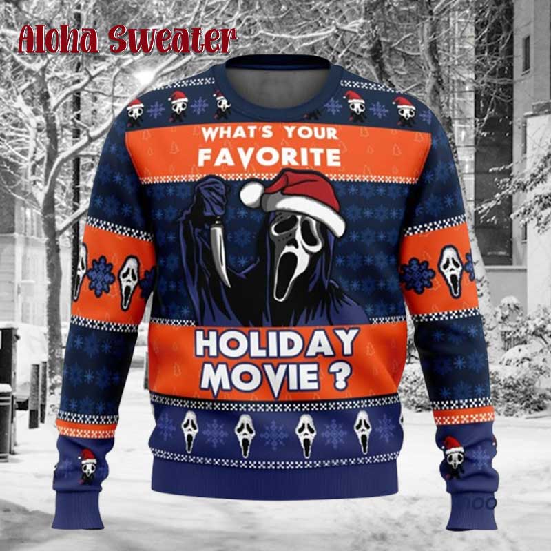 Holiday Scream Ghostface Halloween Ugly Christmas Sweater