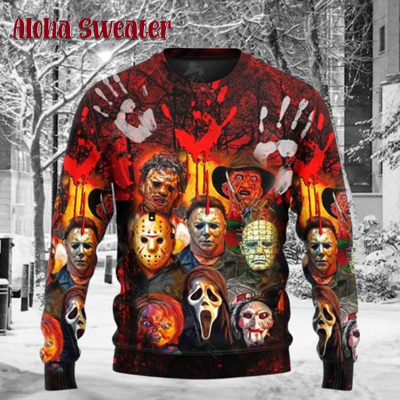 Horror Spooky Jason Voorhees Halloween Ugly Christmas Sweater