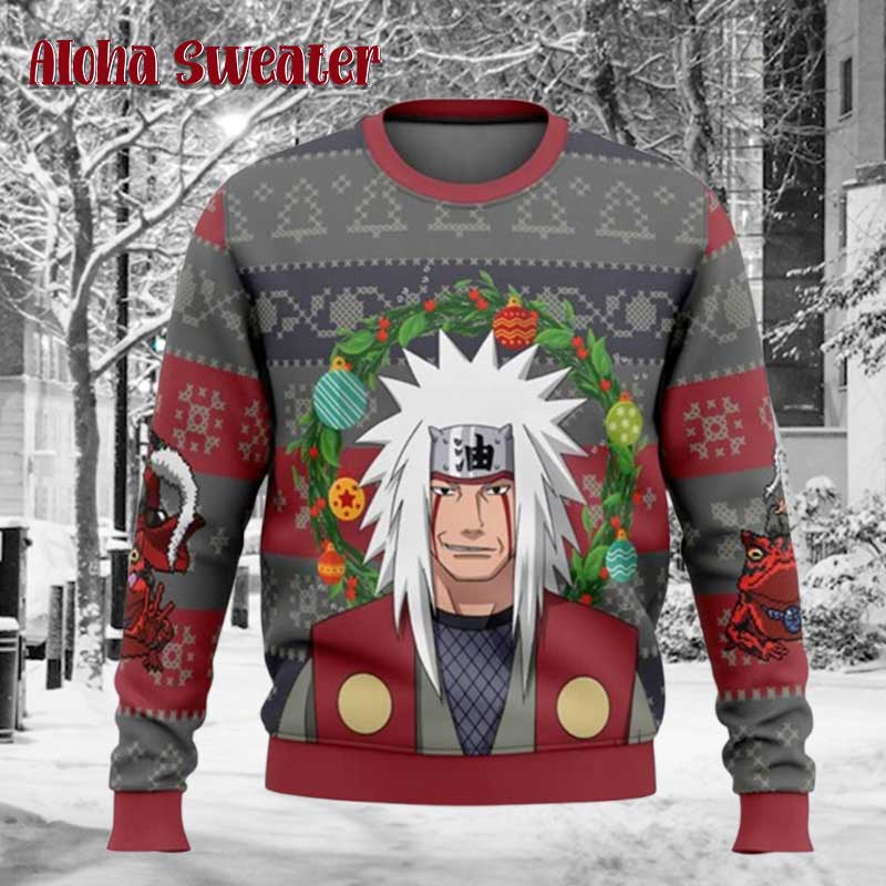 Jiraiya Naruto Grey Hair Ugly Christmas Sweater