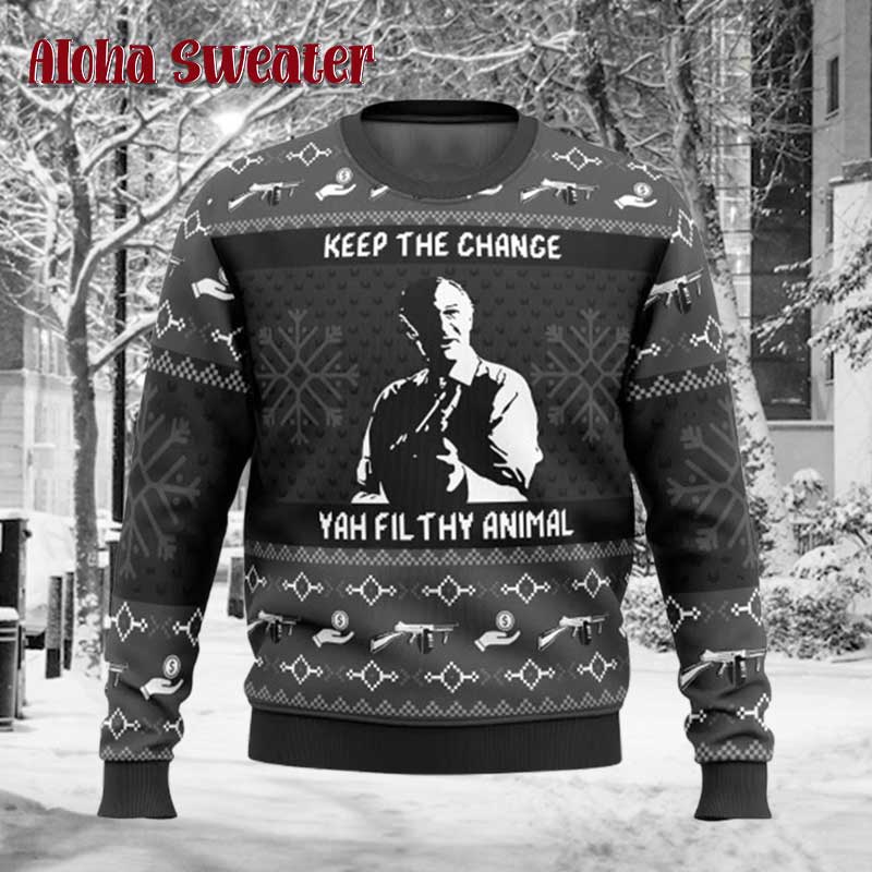 Keep The Change Yah Filthy Animal Home Alone Ugly Christmas Sweater