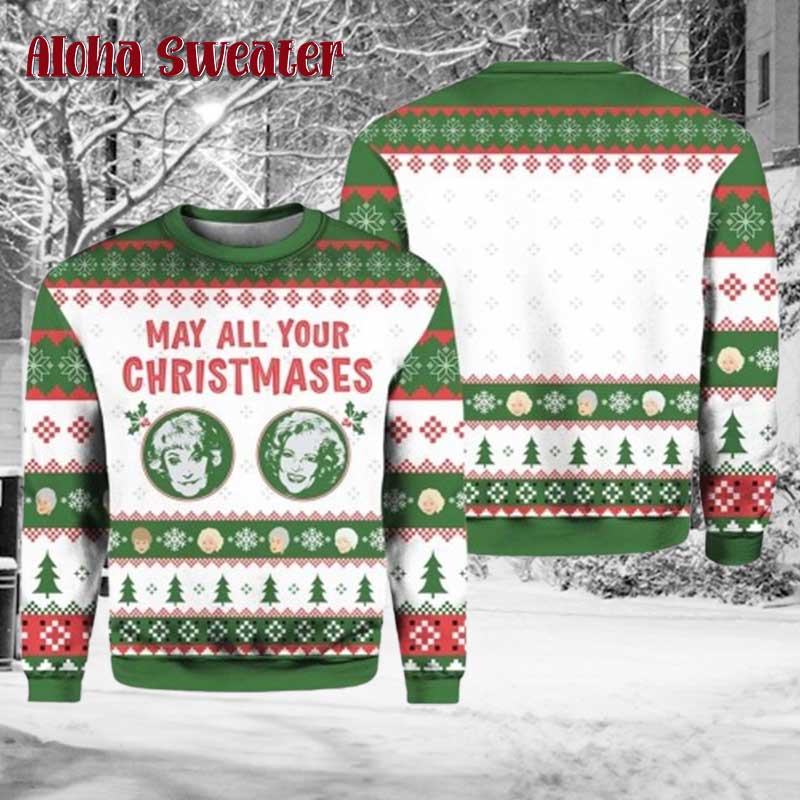 May All Your Christmases Bea White The Golden Girls Ugly Christmas Sweater
