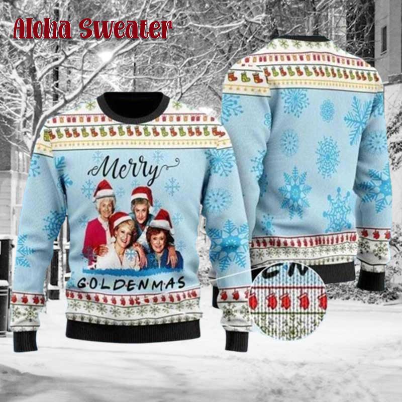 Merry Goldenmas Golden Girls Ugly Christmas Sweater