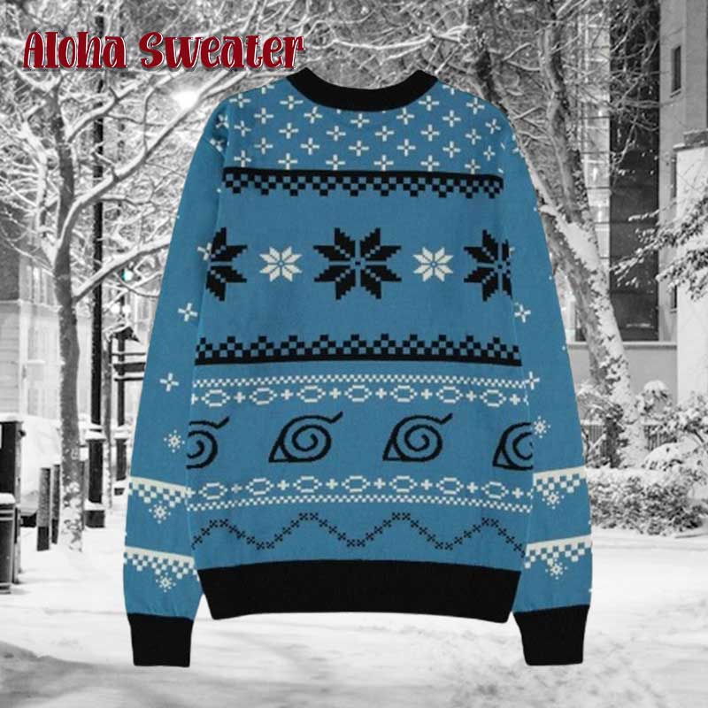Naruto Shippuden Anime Icon Blue Ugly Christmas Sweater