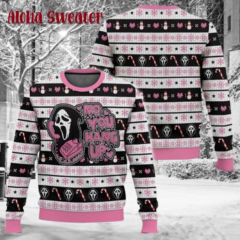 Pink Version Hang Up Ghostface Ugly Christmas Sweater