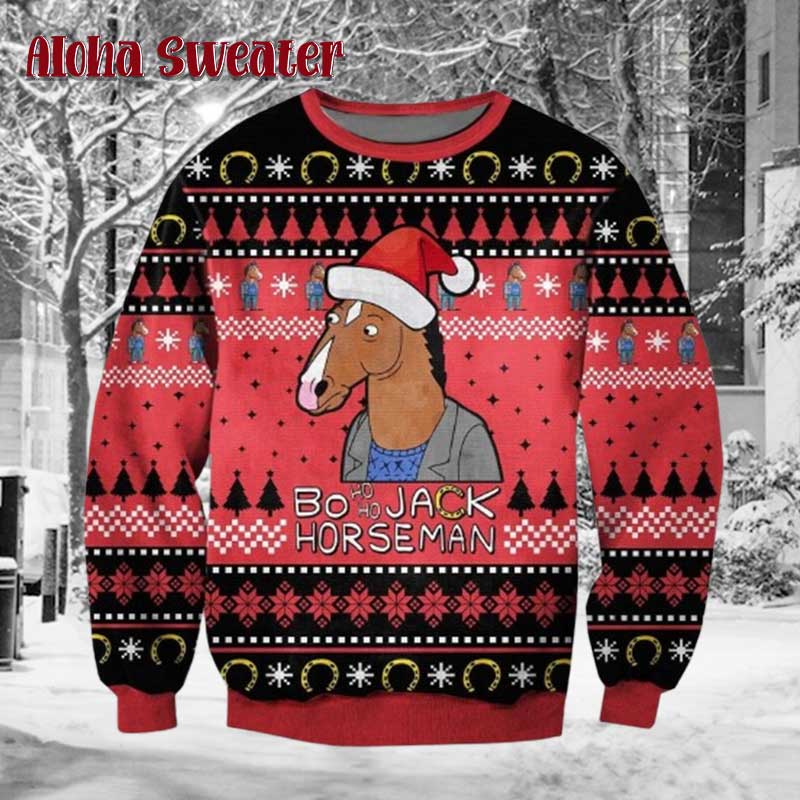 Santa Hat Bojack Horseman Ugly Christmas Sweater