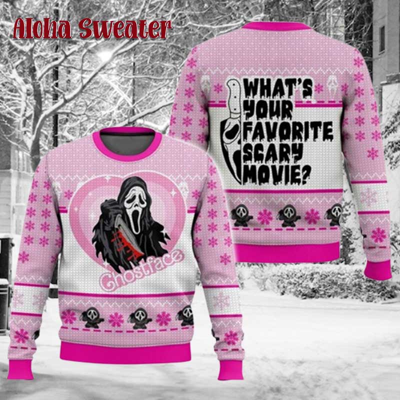 Scary Movie Scream Ghostface Ugly Christmas Sweater