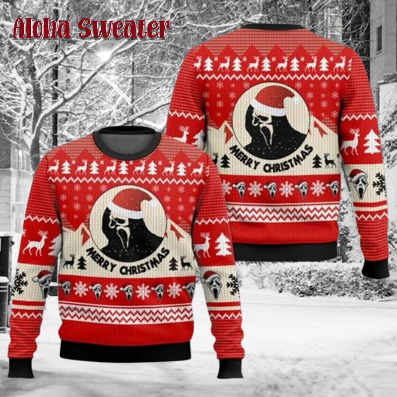 Scream Movie Retro Ghostface Ugly Christmas Sweater