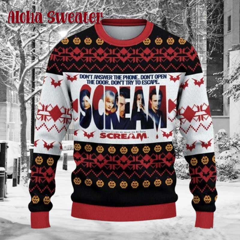 Scream Movie Vintage 90s Ugly Christmas Sweater
