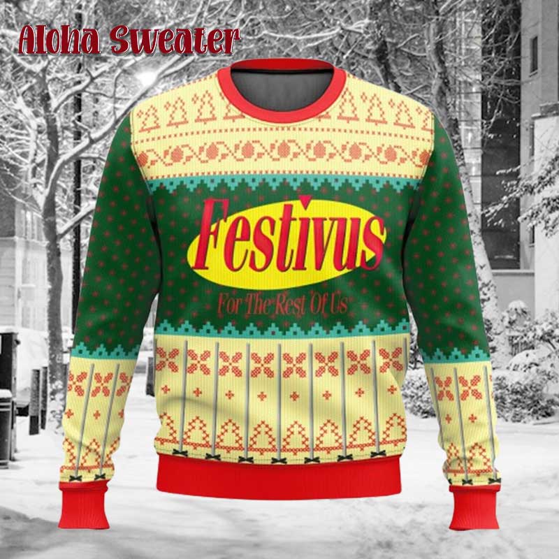 Seinfeld Logo Festivus Ugly Christmas Sweater