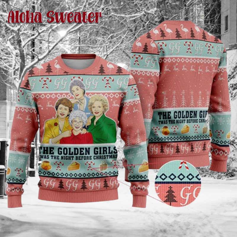 The Golden Girls Pink Ugly Christmas Sweater