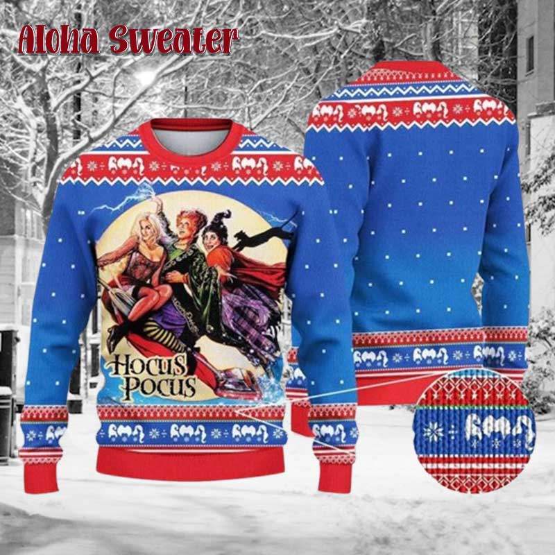 Three Witches Sanderson Sisters Hocus Pocus Ugly Christmas Sweater