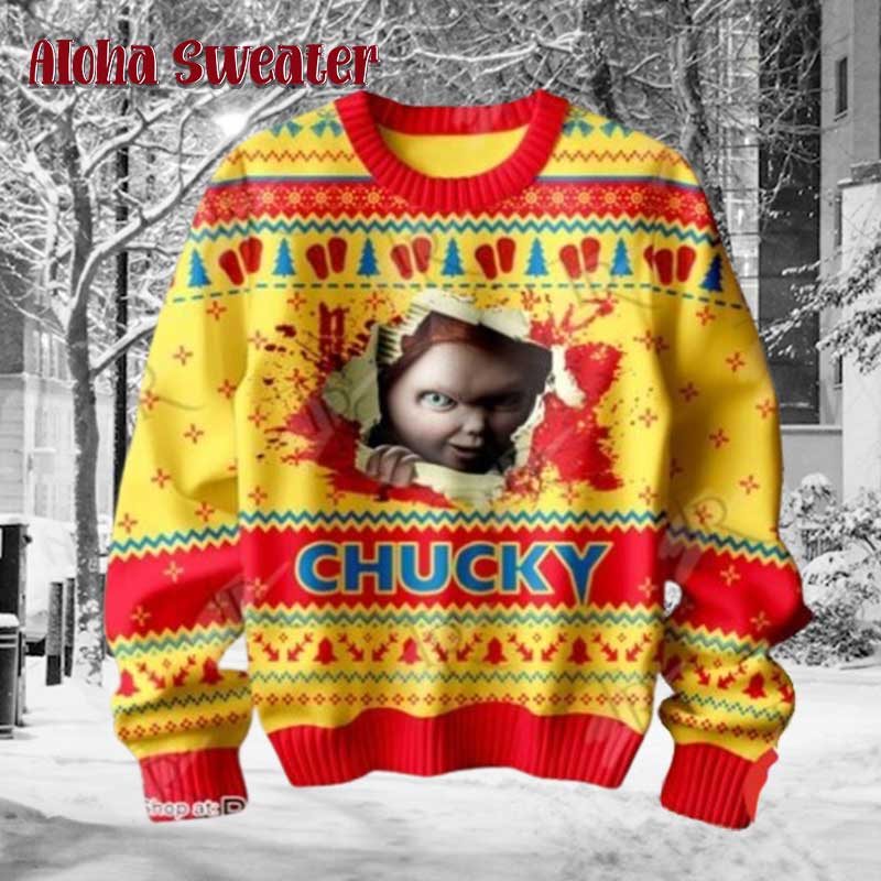 Wanna Play Halloween Chucky Ugly Christmas Sweater