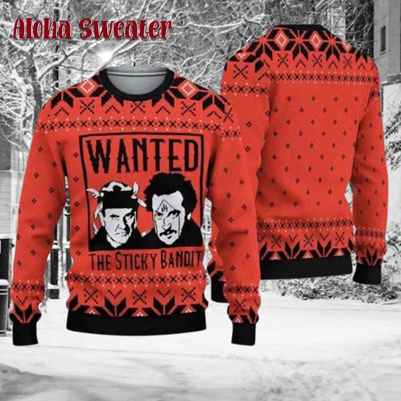 Wanted Sticky Bandits Home Alone Ugly Christmas Sweater
