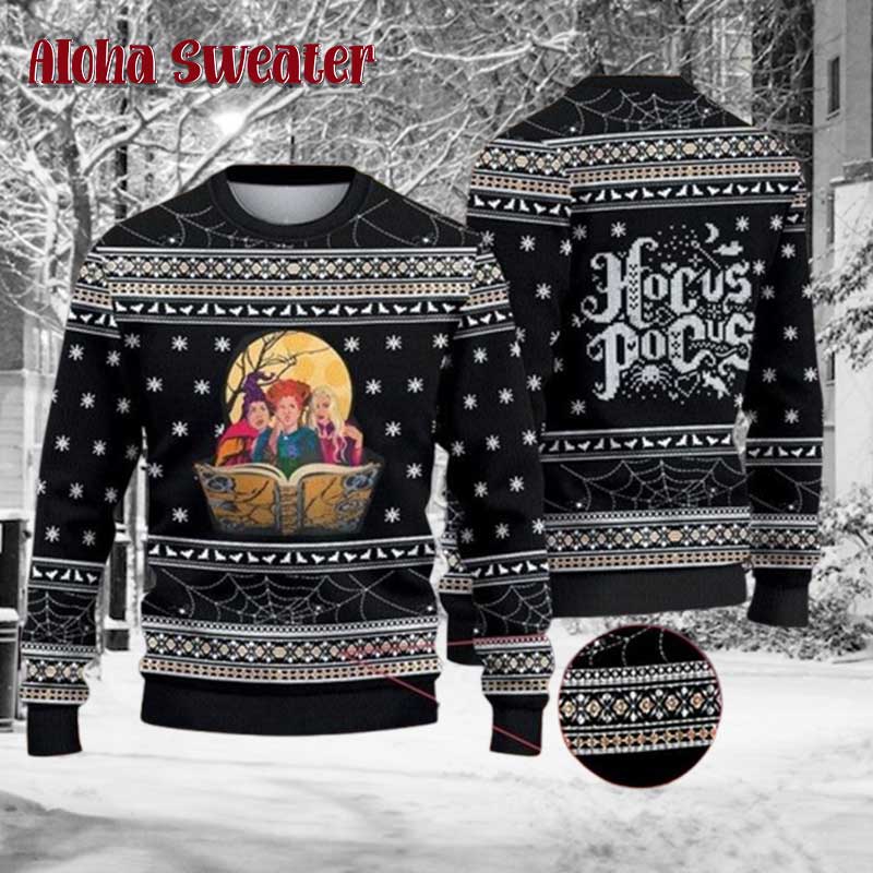 Witches Read Spells Hocus Pocus Ugly Christmas Sweater