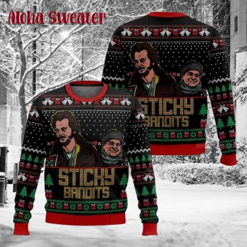 Xmas Sticky Bandits Home Alone Ugly Christmas Sweater