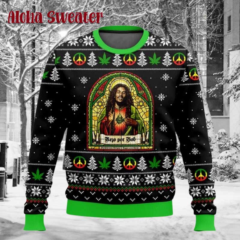 420 Bob Marley Marijuana Jesus Ugly Christmas Sweater