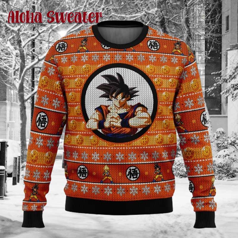 Balls Pattern Dragonball Z Son Goku Ugly Christmas Sweater