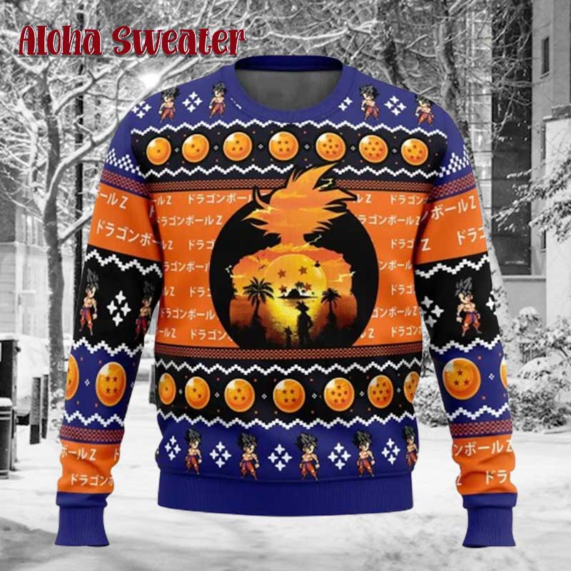 Beautiful Sunset Dragon Ball Z Ugly Christmas Sweater